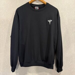TESLA unisex M black crewneck logo sweatshirt